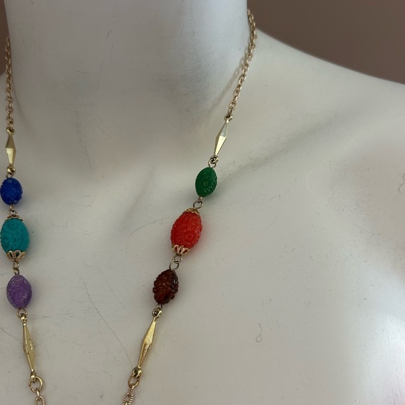 4/$100 LUCITE Colourful Beaded tassel 1970 Necklace 24 inches 🥳 - Picture 3 of 6